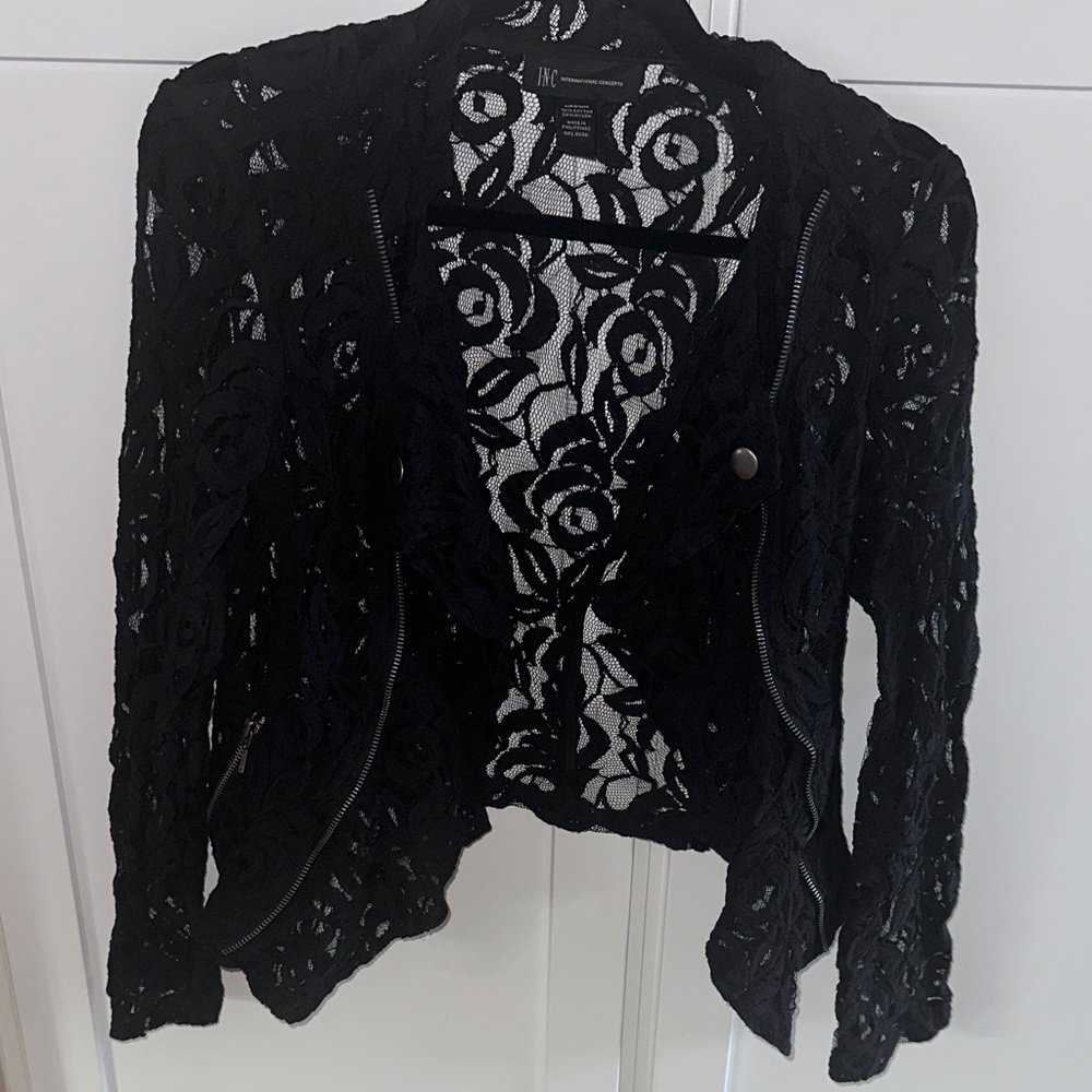INC Elegant Black Lace Jacket